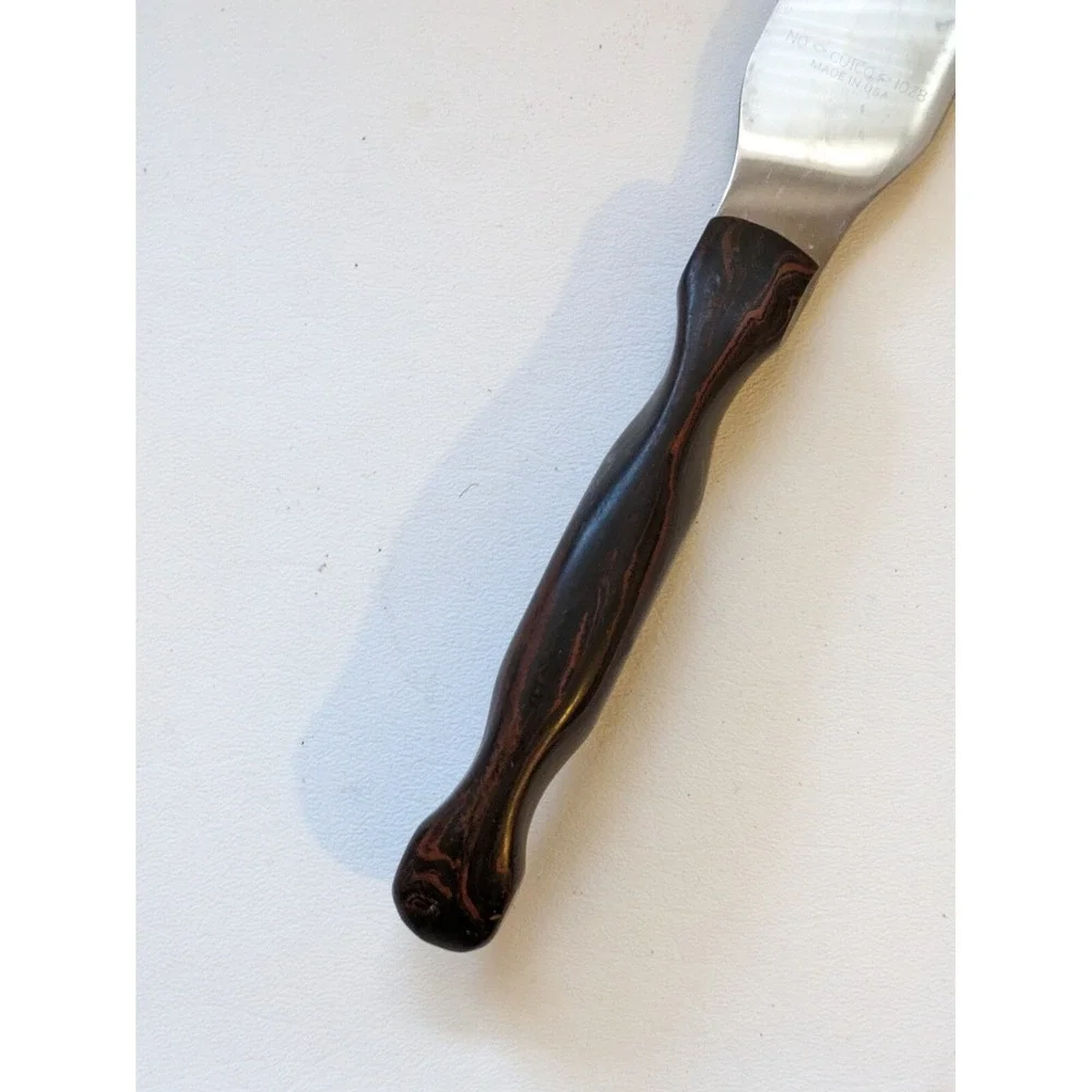 Cutco Spatula # 1028 Spreader Knife Cake Frosting Utensil Brown Swirl Handle USA